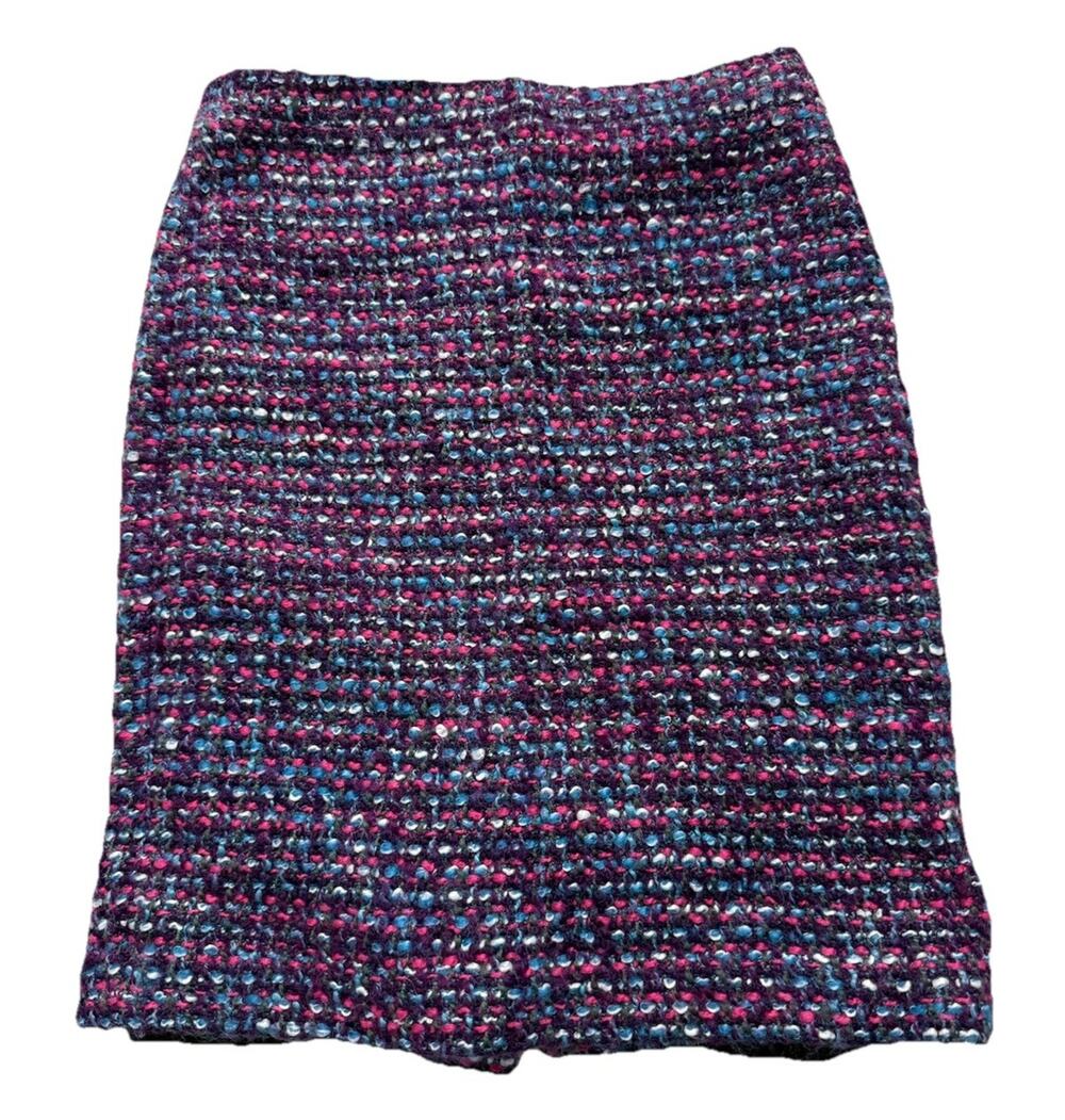 J.Crew Bouclé Tweed Pencil Skirt Size 00 – Wool Blend Purple Office Career